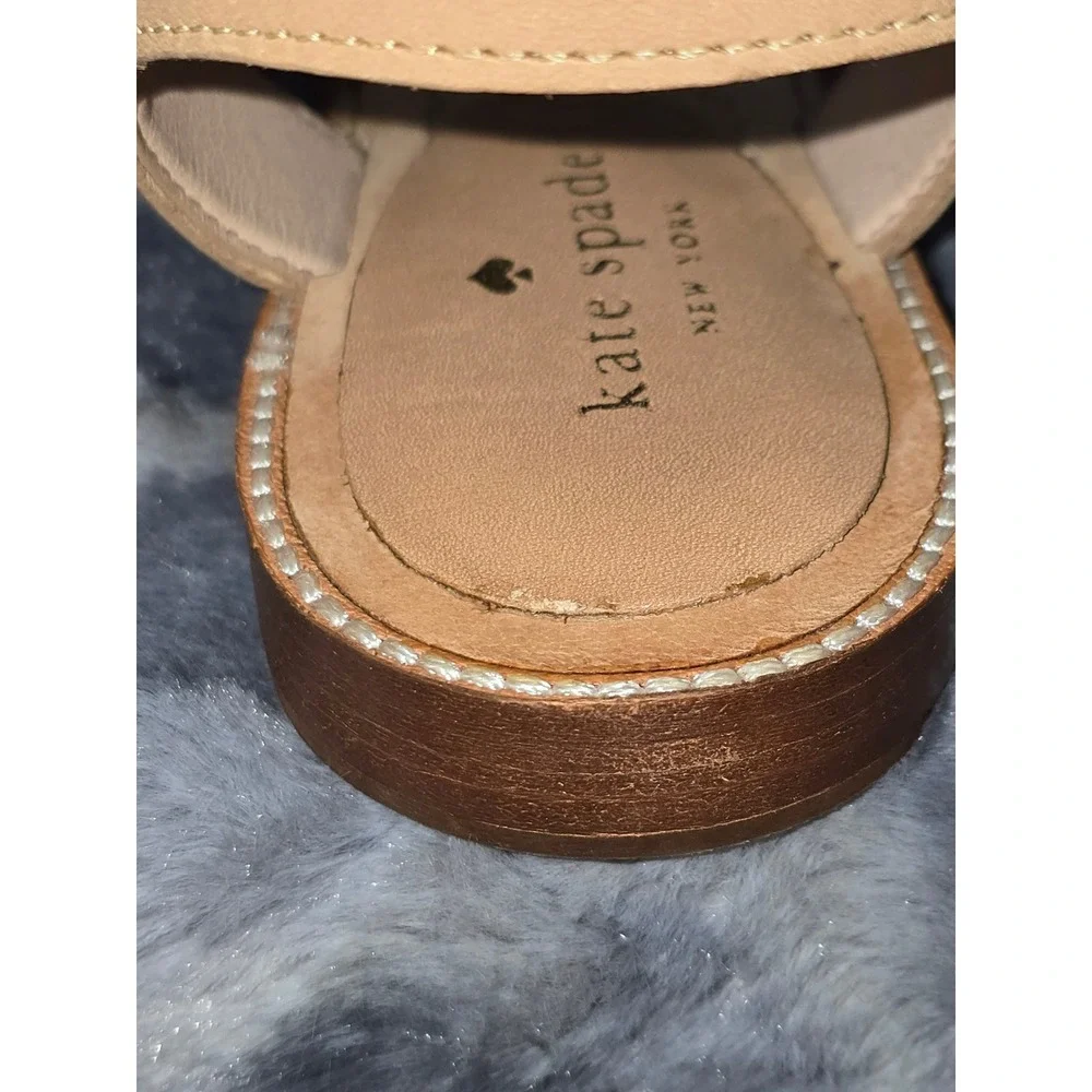 NWB Kate Spade Sadia Natural‎ Leather Floral Embellished Gladiator Sandals 9.5